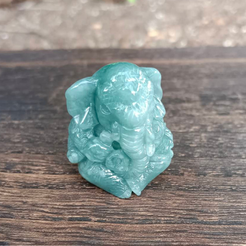 [Little Jade Pavilion] #1072 Guatemala Jadeite Elephant Buddha Ornament