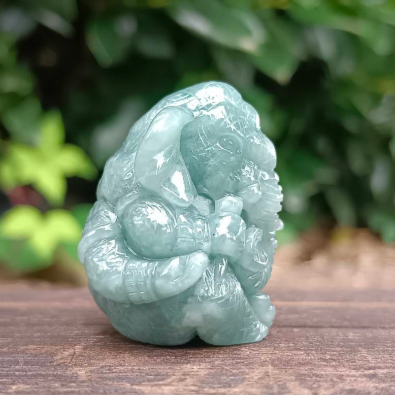 [Little Jade Pavilion] #1072 Guatemala Jadeite Elephant Buddha Ornament