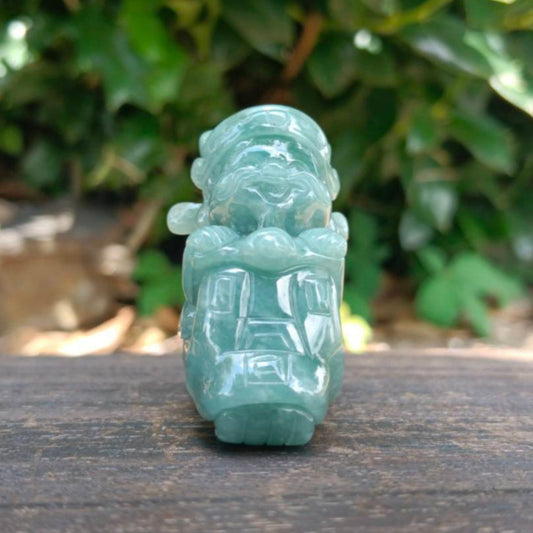 #1070 Guatemala Jadeite God of Wealth on Motorcycle