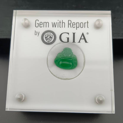 #1076 GIA Certified Type A Translucent Imperial Green Jadeite, Happy Buddha Cabochon