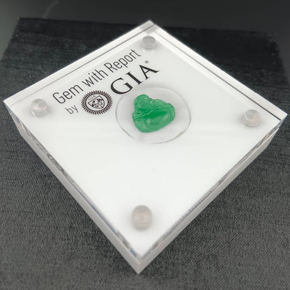 #1076 GIA Certified Type A Translucent Imperial Green Jadeite, Happy Buddha Cabochon