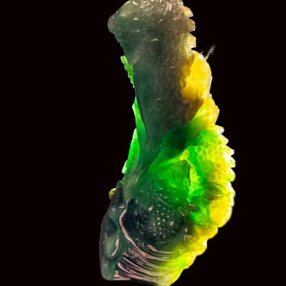#1193 Tri-Color Burmese Jadeite Pendant – “Fishes Battling the Current”