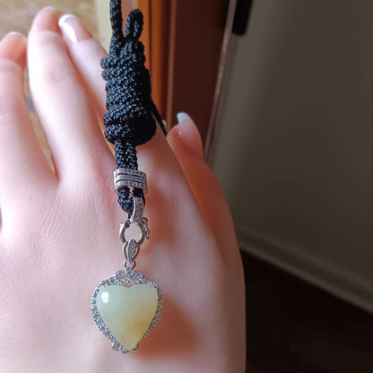 #729, #730, & #732 Exquisite Burma Jadeite Jade Heart-Shaped Pendant Necklace, Sterling Silver