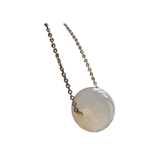 #847 AGL Certified Natural Semi-Transparent White Burma Jadeite, Rondelle Bead Necklace (15x12.7 mm)