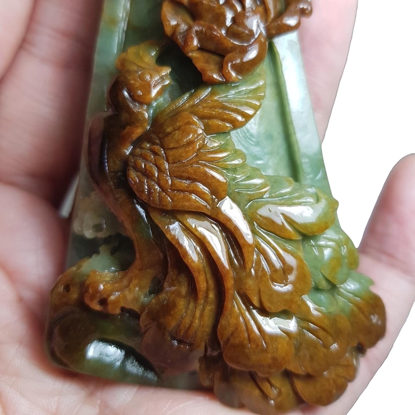 #132 Mason-Kay Certified Natural Red Burma Jadeite Jade Phoenix Pendant