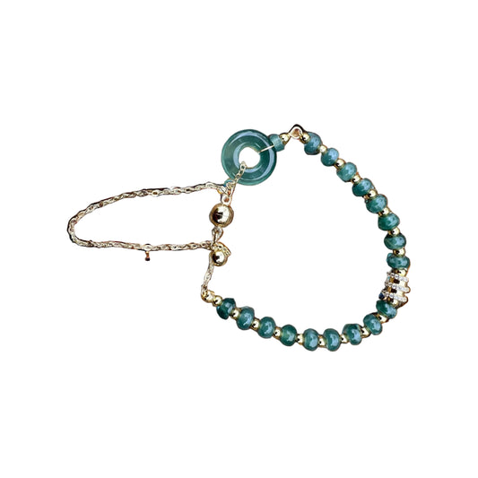 [Little Jade Pavilion] #99 Mason-Kay Certified Translucent Blue Water Guatemala Jadeite Jade Designer's Bead Bracelet