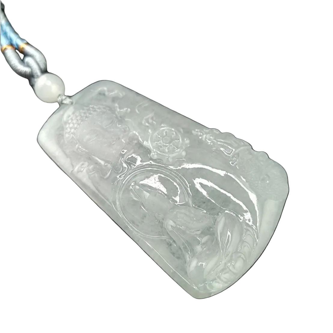 #680 AGL Certified Semi-Transparent Burma Jadeite, Enlighten Between Buddha and Devil Pendant
