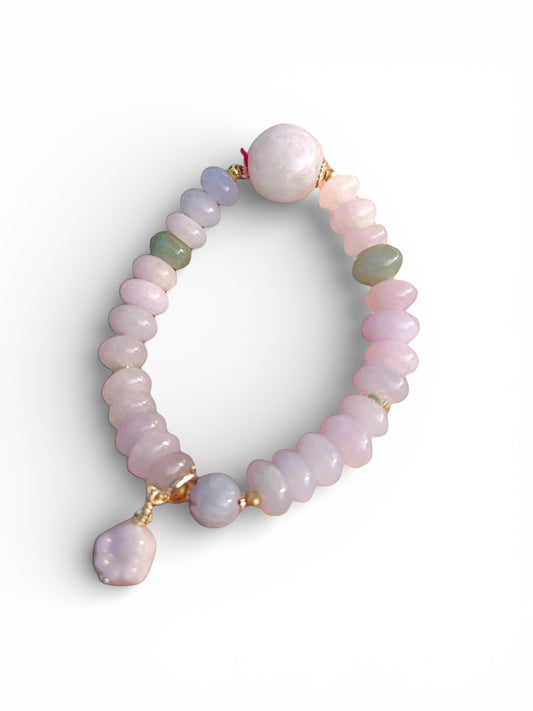 #98 Mason-Kay Certified Lavender Designer Jadeite Jade Bead Bracelet, 8~13 mm