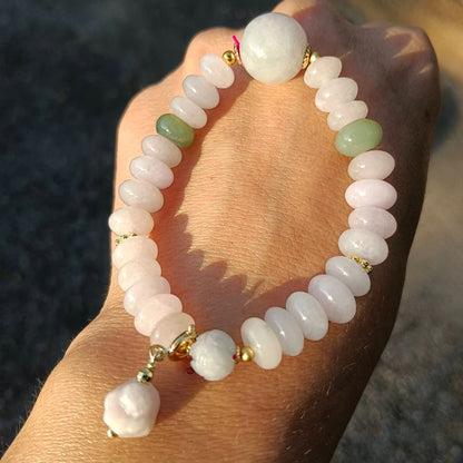 #98 Mason-Kay Certified Lavender Designer Jadeite Jade Bead Bracelet, 8~13 mm