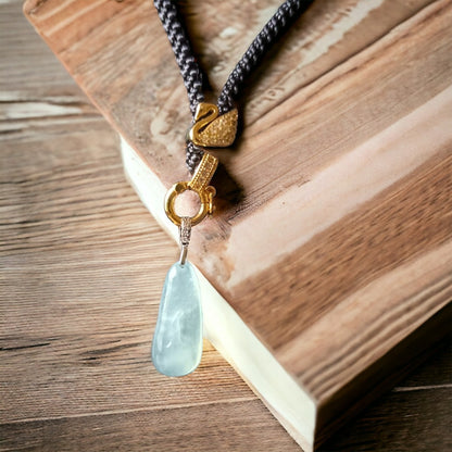 #216 GIA Certified Icy Blue Translucent Burma Jadeite Jade Enlightenment Pendant with 18K White Gold Bail