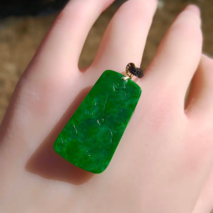 #112 Rare GIA Certified Imperial Green and Spicy Green Natural Old Burma Jadeite Jade Fish Pendant with an 18K Yellow Gold Bail