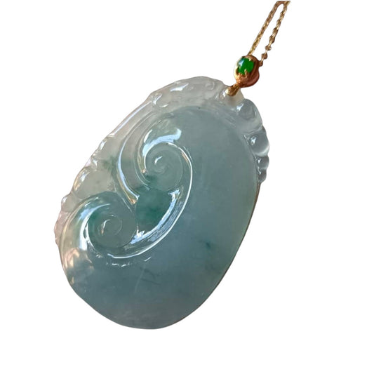 #821 AGL Certified Semi-Transparent Natural Burma Jadeite RuYi Pendant