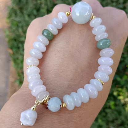 #98 Mason-Kay Certified Lavender Designer Jadeite Jade Bead Bracelet, 8~13 mm