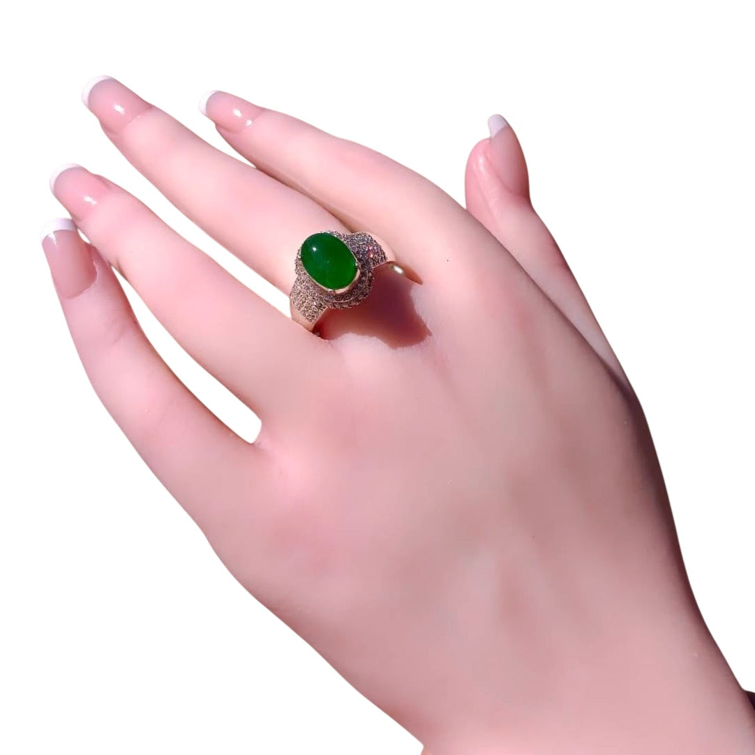 #103 GIA-Certified Icy Translucent Imperial Green Burma Jadeite Cabochons for Custom Ring