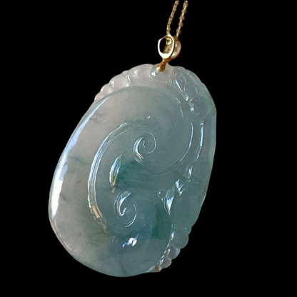 #821 AGL Certified Semi-Transparent Natural Burma Jadeite RuYi Pendant