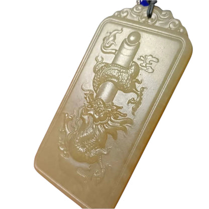 #863 AGL Certified Natural Nephrite Jade, Flying Dragon in the Sky