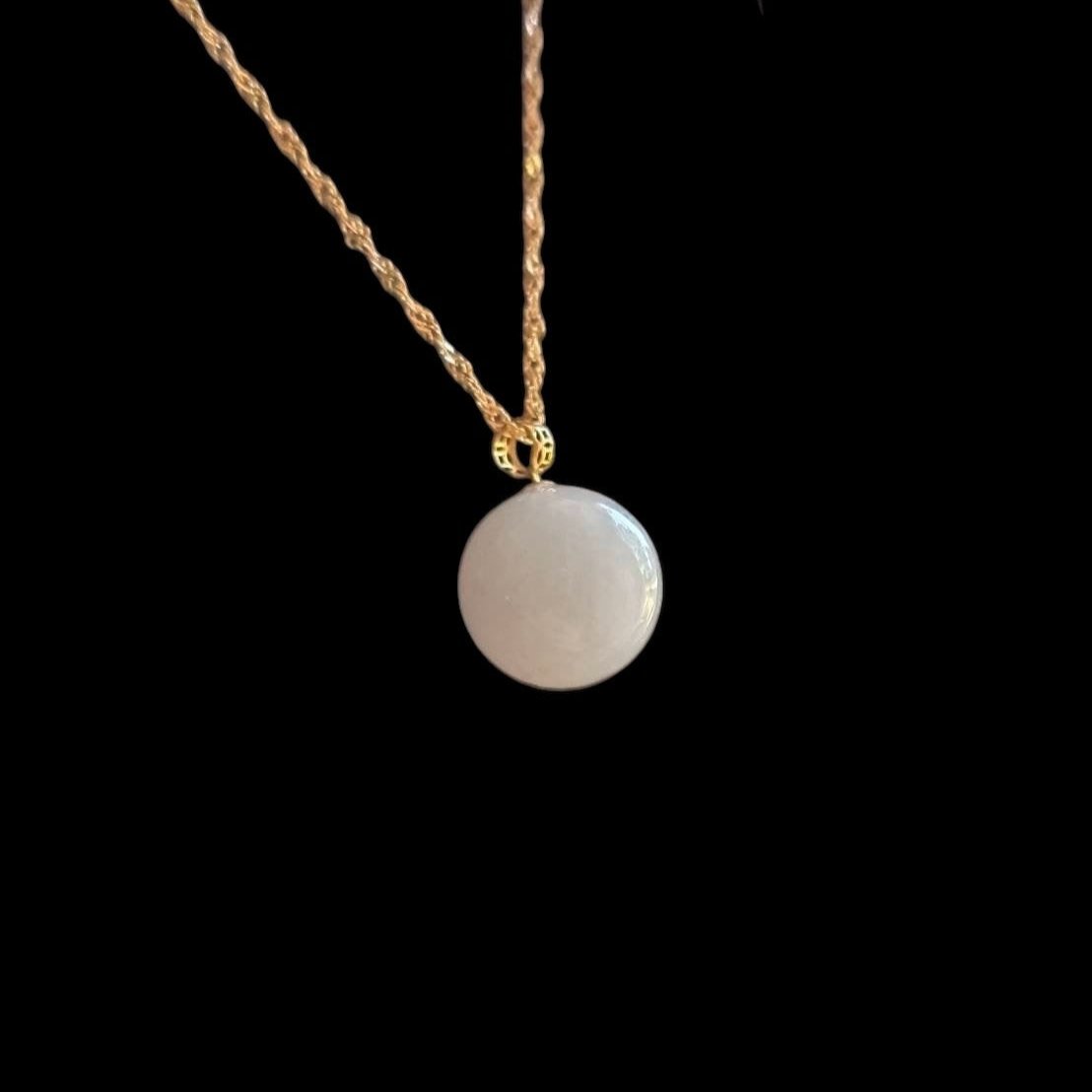 [Little Jade Pavilion] #879 Translucent White Burma Jadeite Bead Pendant, 13 mm