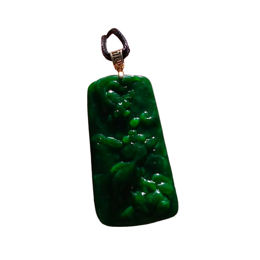 #112 Rare GIA Certified Imperial Green and Spicy Green Natural Old Burma Jadeite Jade Fish Pendant with an 18K Yellow Gold Bail