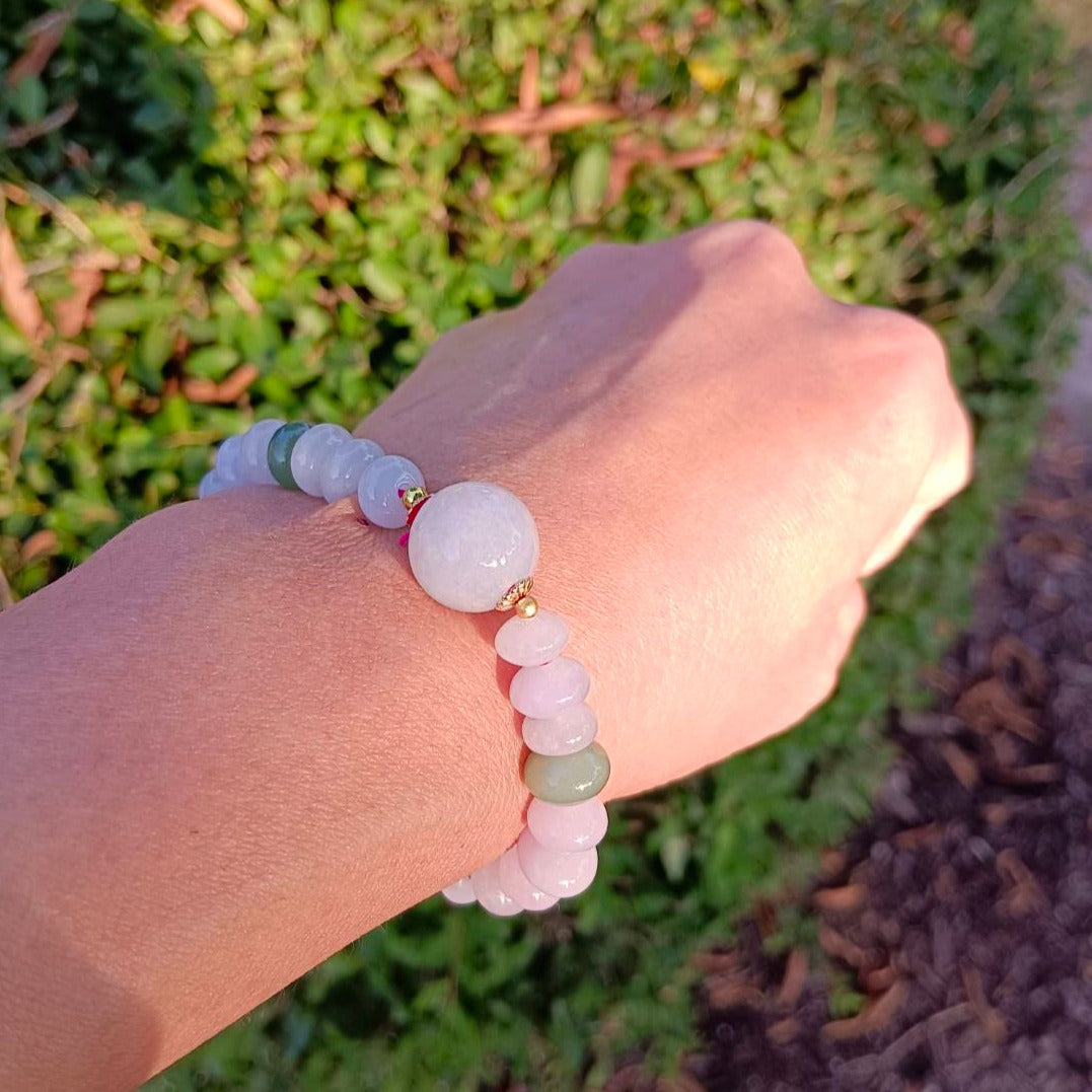 #98 Mason-Kay Certified Lavender Designer Jadeite Jade Bead Bracelet, 8~13 mm