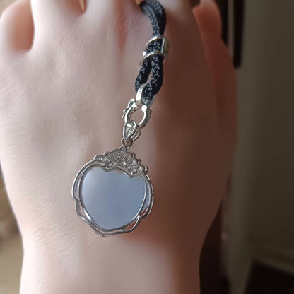 #729, #730, & #732 Exquisite Burma Jadeite Jade Heart-Shaped Pendant Necklace, Sterling Silver