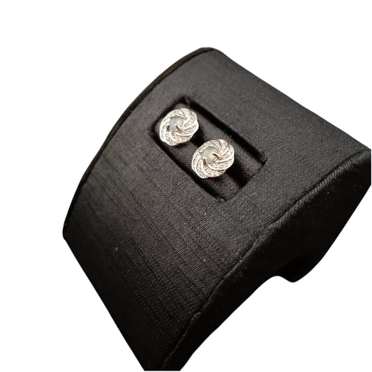 [Little Jade Pavilion] #964 Icy Natural Jadeite, Sterling Silver 925 Delicate Swirl Transparent Stone Earrings 💎