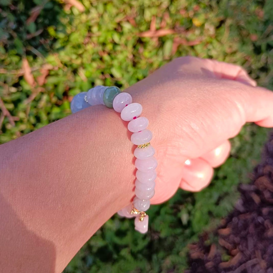 #98 Mason-Kay Certified Lavender Designer Jadeite Jade Bead Bracelet, 8~13 mm