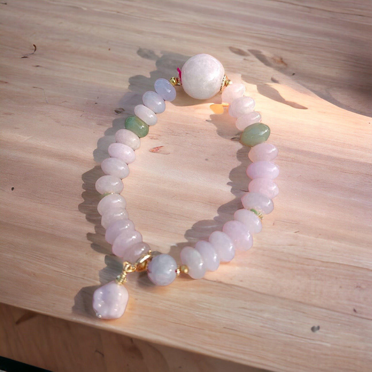 #98 Mason-Kay Certified Lavender Designer Jadeite Jade Bead Bracelet, 8~13 mm