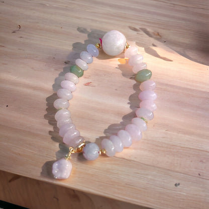 #98 Mason-Kay Certified Lavender Designer Jadeite Jade Bead Bracelet, 8~13 mm