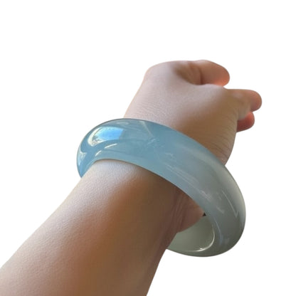 #111 GIA-Certified Natural Icy Sky Blue Burma Jadeite Jade Bangle Bracelet (58.0*18.00*10.0 mm)