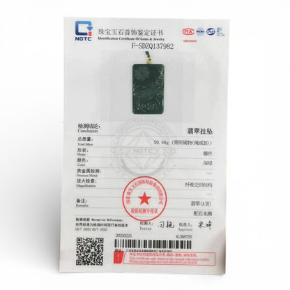 #PO1 NGTC Certified Natural Omphacite Jadeite with Snow Flakes, Beauty Blossom Pendant