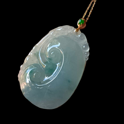 #821 AGL Certified Semi-Transparent Natural Burma Jadeite RuYi Pendant