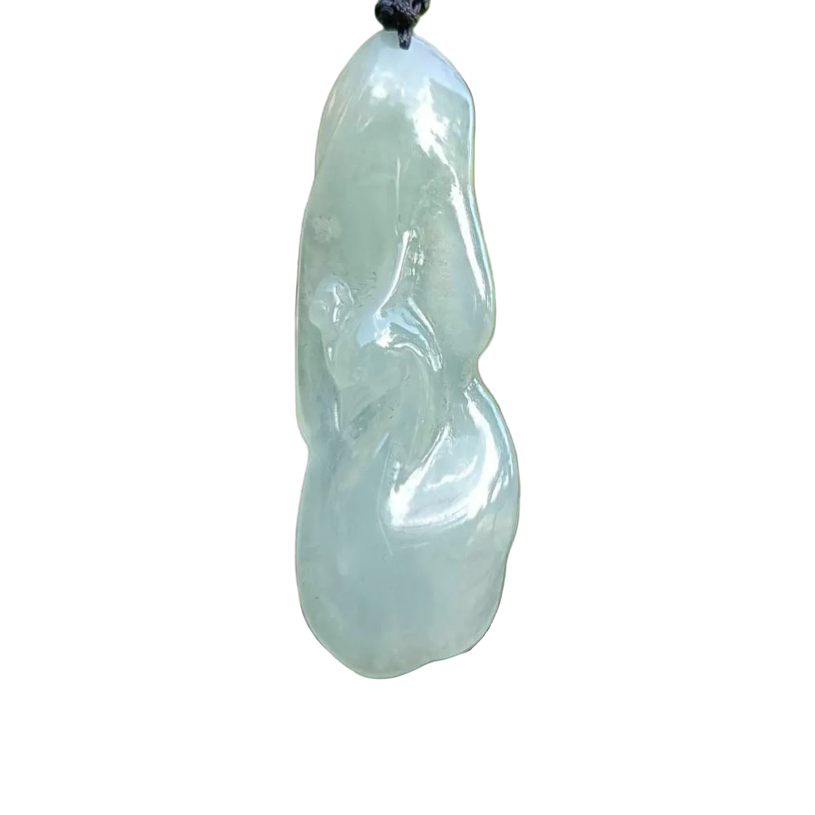 #93 GIA Certified Natural Icy Translucent Burma Jadeite Jade Phoenix Pendant with S925 Silver Bail. Unique and Elegant!