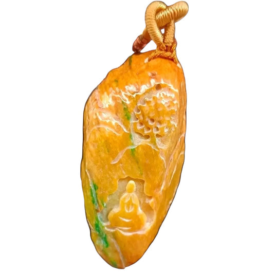 #880 Green and Yellow Burmese Jadeite, Enlightenment Pendant
