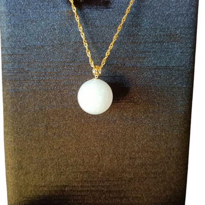 [Little Jade Pavilion] #879 Translucent White Burma Jadeite Bead Pendant, 13 mm