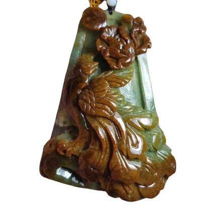 #132 Mason-Kay Certified Natural Red Burma Jadeite Jade Phoenix Pendant