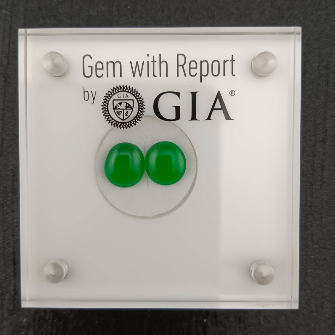 #127 GIA-Certified Icy Translucent Imperial Green Burma Jadeite Cabochons for Custom Earrings