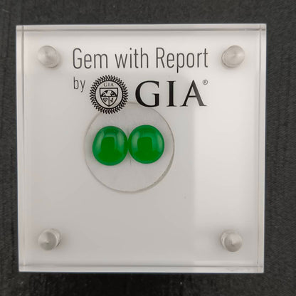 #127 GIA-Certified Icy Translucent Imperial Green Burma Jadeite Cabochons for Custom Earrings