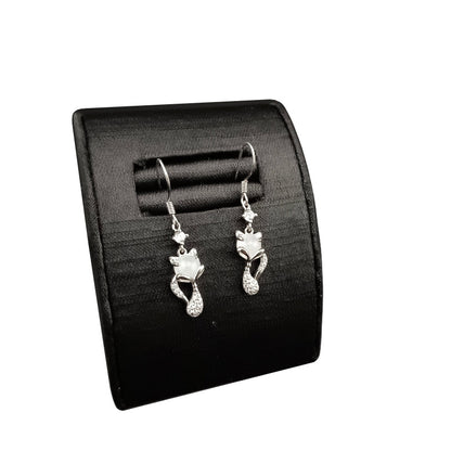 [Little Jade Pavilion] #962 Natural Jadeite, Sterling Silver 925 Dainty Cat Jewel Earrings 🐾