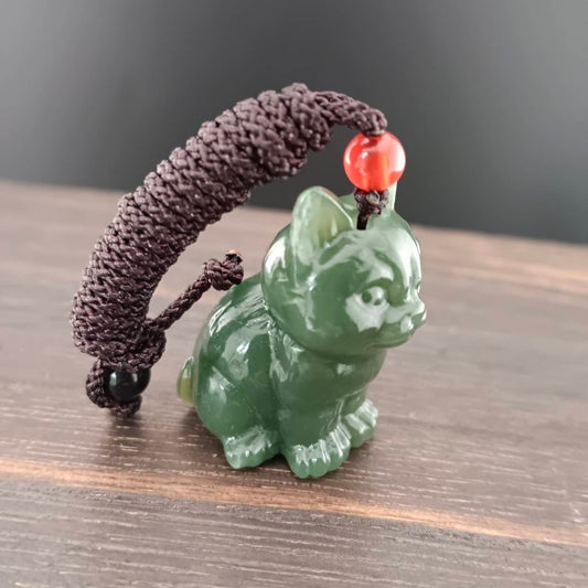 #1039 Natural Hetian Nephrite Cat Pendant