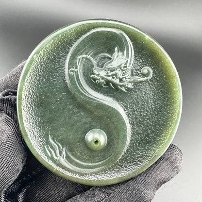 #1058 Natural Hetian Nephrite, Dragon Incense Holder