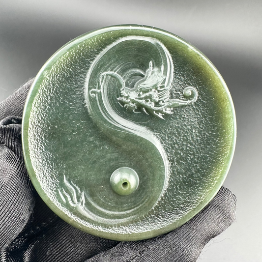 #1058 Natural Hetian Nephrite, Dragon Incense Holder