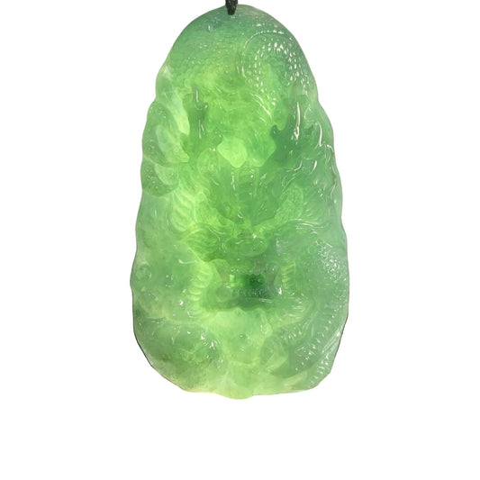 #161 Mason-Kay Certified Natural Green Burma Jadeite Jade Dragon Pendant