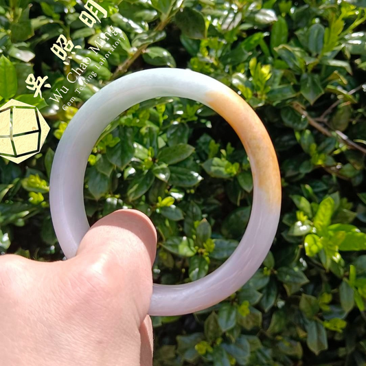#750 WCMGTL Certified Natural Multi-Color Burma Jadeite Half-Round Bangle Bracelet (63x13.7x8.8 mm)