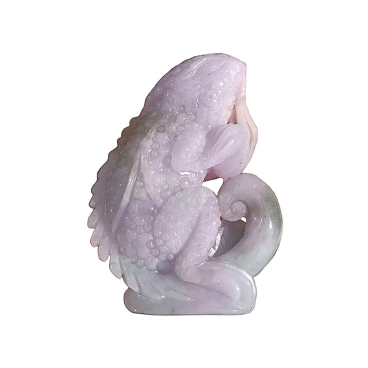 #178 Mason-Kay Certified Natural Lavender Burma Jadeite Jade Lizard Figurine
