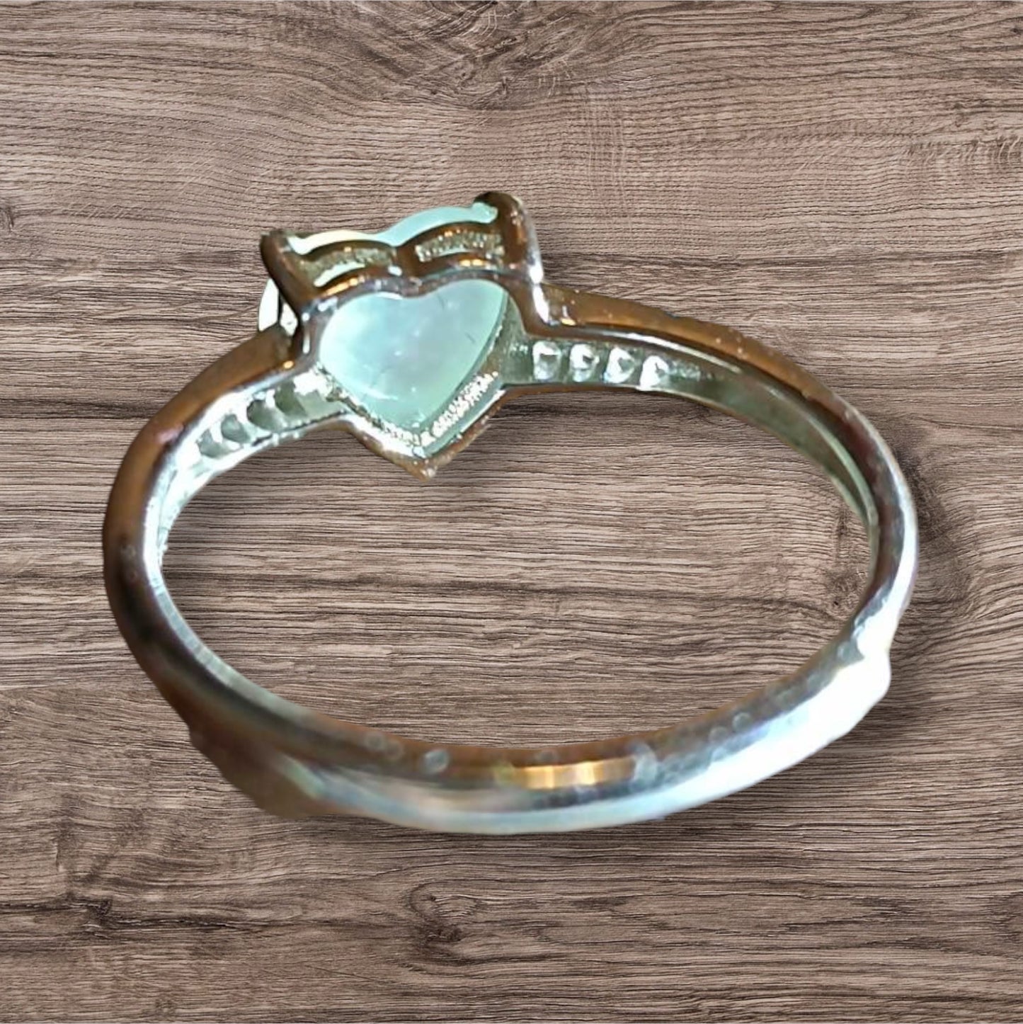 [Little Jade Pavilion] #754 Natural Icy Semi-Transparent White Burma Jadeite Heart-Shaped Ring with S925 and CZ setting