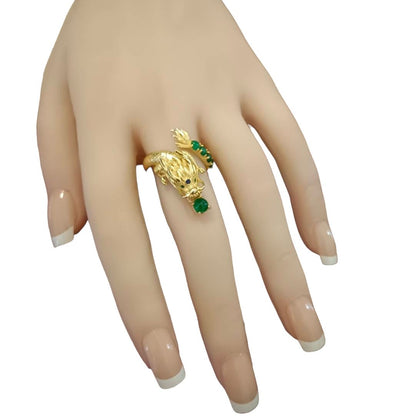 #766~#770 Natural Imperial/Emerald Green Guatemala Jadeite Dragon Ring with Sterling Silver Setting