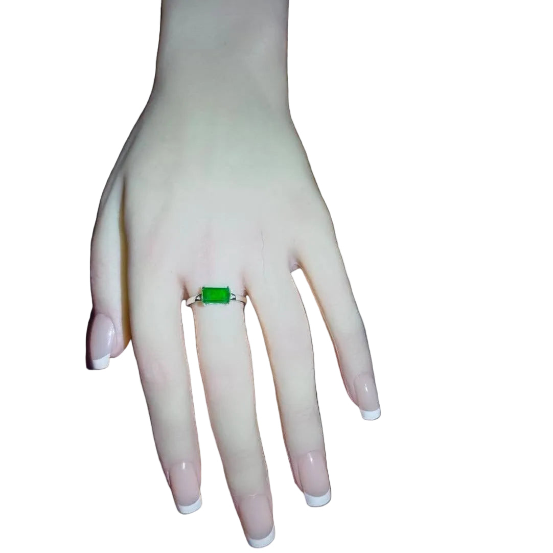 #766~#770 Natural Imperial/Emerald Green Guatemala Jadeite Dragon Ring with Sterling Silver Setting