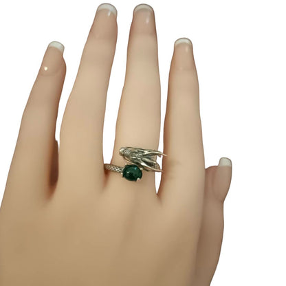 #766~#770 Natural Imperial/Emerald Green Guatemala Jadeite Dragon Ring with Sterling Silver Setting