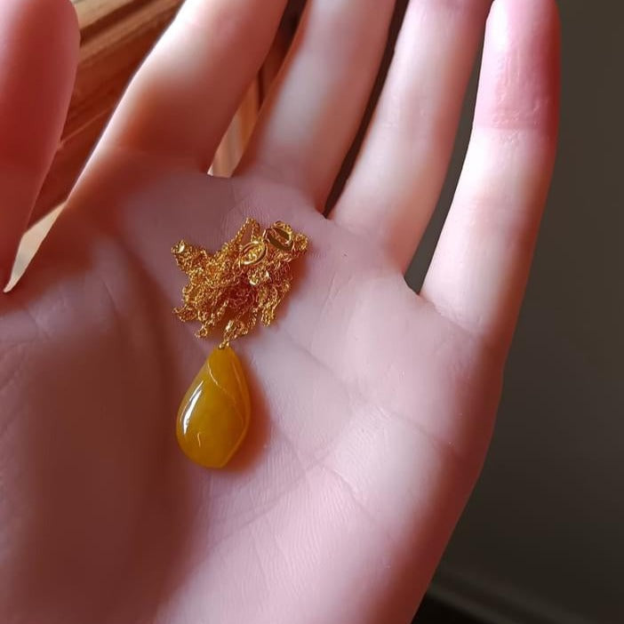 #7 Natural Icy Yellow Burma Jadeite Natural-Shaped Pendant