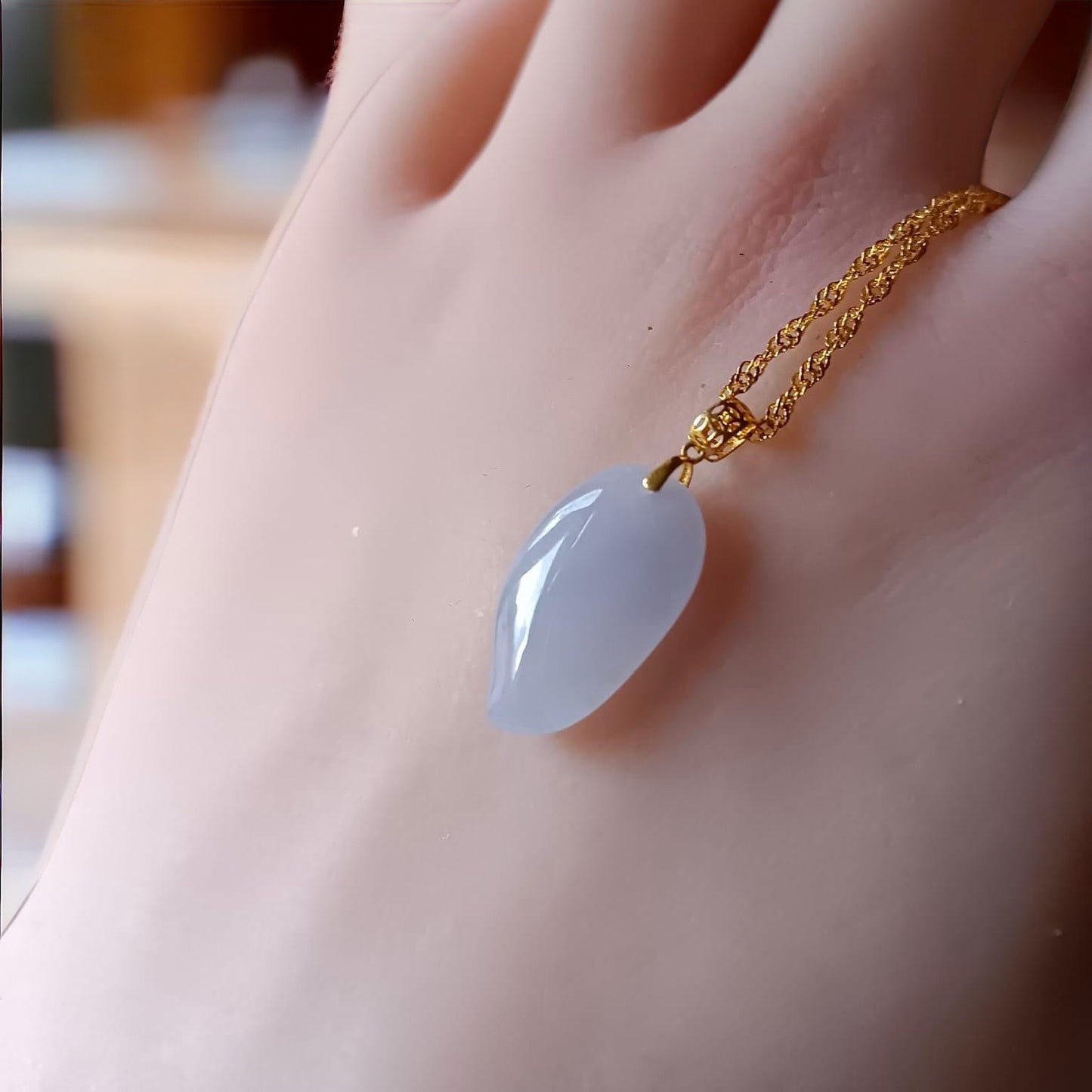 #6 Natural Icy Translucent Lavender Burma Jadeite Natural-Shaped Pendant
